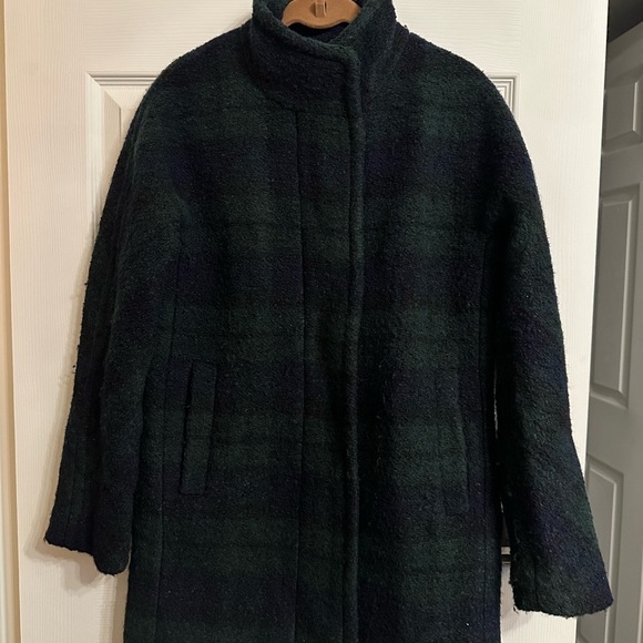 J. Crew Jackets & Blazers - J. Crew Dark Green and Black Plaid Wool-Blend Coat